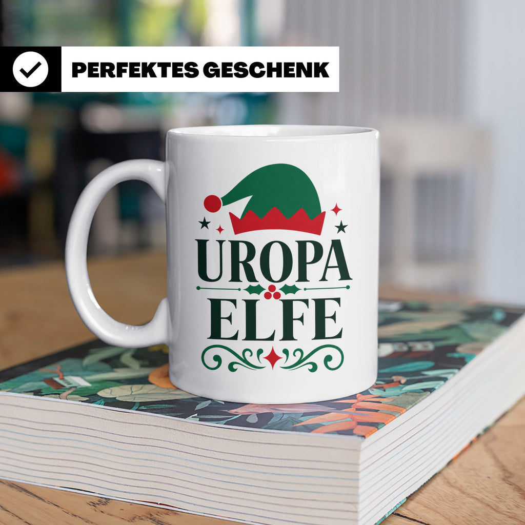Uropa Elfe Tasse lustiges Urgroßvater Geschenk | Weihnachtse – Weiß [farbe:weiß]