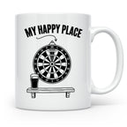 Dart Tasse My Happy Place Spruch für Dartspieler & Fans Kaff – Weiß [farbe:weiß]