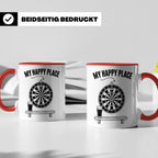 Dart Tasse My Happy Place Spruch für Dartspieler & Fans Kaff – Rot [farbe:rot]