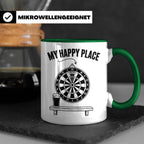 Dart Tasse My Happy Place Spruch für Dartspieler & Fans Kaff – Grün [farbe:grün]