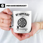 Dart Tasse My Happy Place Spruch für Dartspieler & Fans Kaff – Weiß [farbe:weiß]