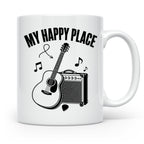 Gitarristen Tasse My Happy Place Spruch Akustikgitarre & Ver – Weiß [farbe:weiß]