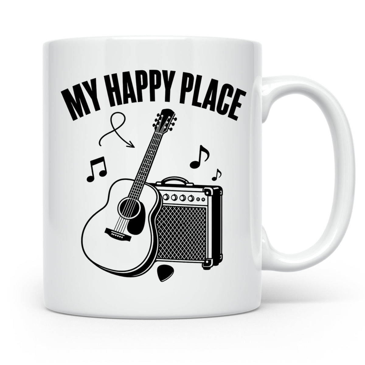 Gitarristen Tasse My Happy Place Spruch Akustikgitarre & Ver – Weiß [farbe:weiß]