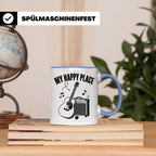 Gitarristen Tasse My Happy Place Spruch Akustikgitarre & Ver – Blau [farbe:blau]