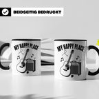 Gitarristen Tasse My Happy Place Spruch Akustikgitarre & Ver – Schwarz [farbe:schwarz]