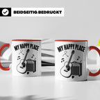 Gitarristen Tasse My Happy Place Spruch Akustikgitarre & Ver – Rot [farbe:rot]