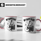 Gitarristen Tasse My Happy Place Spruch Akustikgitarre & Ver – Rosa [farbe:rosa]