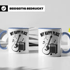 Gitarristen Tasse My Happy Place Spruch Akustikgitarre & Ver – Blau [farbe:blau]