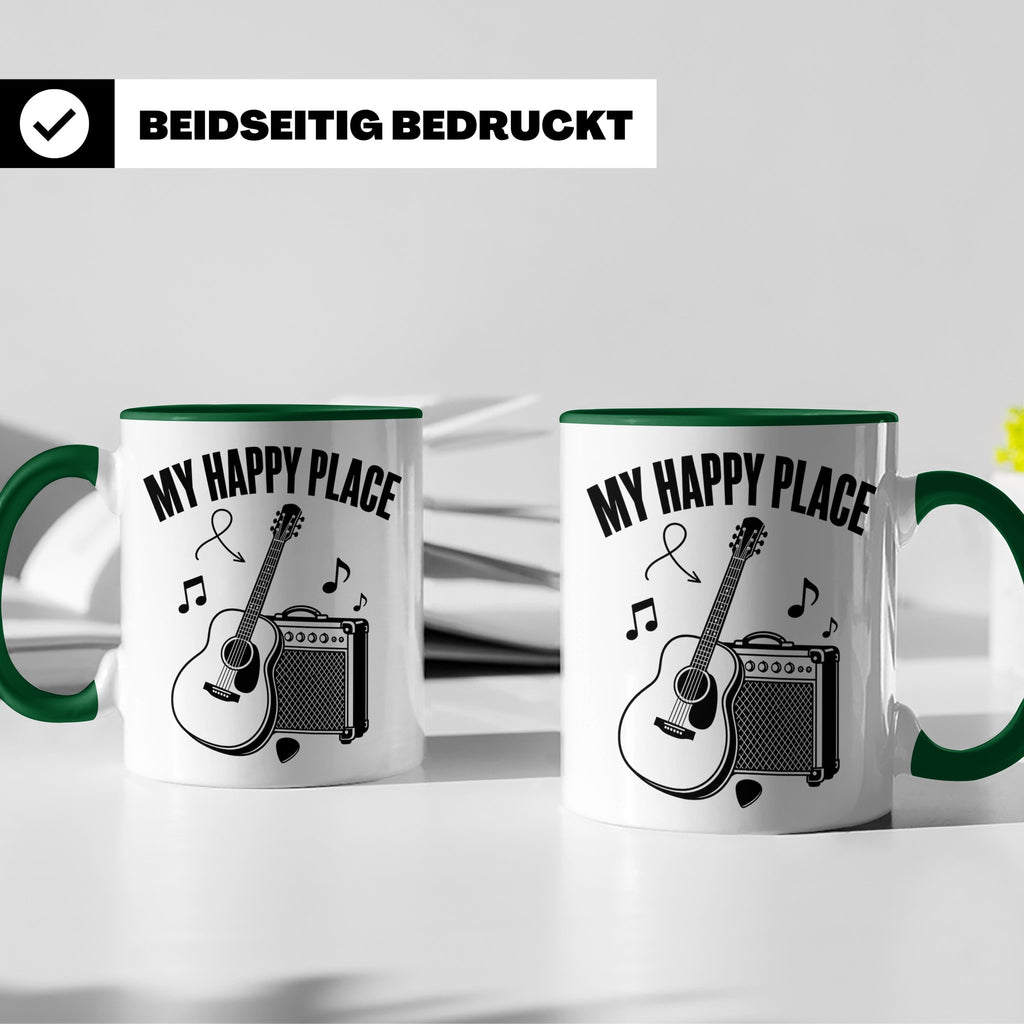 Gitarristen Tasse My Happy Place Spruch Akustikgitarre & Ver – Grün [farbe:grün]