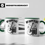 Gitarristen Tasse My Happy Place Spruch Akustikgitarre & Ver – Grün [farbe:grün]