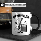 Gitarristen Tasse My Happy Place Spruch Akustikgitarre & Ver – Schwarz [farbe:schwarz]