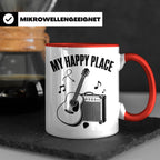 Gitarristen Tasse My Happy Place Spruch Akustikgitarre & Ver – Rot [farbe:rot]
