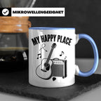 Gitarristen Tasse My Happy Place Spruch Akustikgitarre & Ver – Blau [farbe:blau]