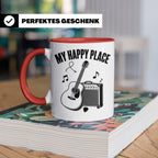 Gitarristen Tasse My Happy Place Spruch Akustikgitarre & Ver – Rot [farbe:rot]