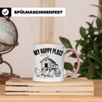 Hühner Tasse My Happy Place Hühnerstall lustiger Spruch für  – Rosa [farbe:rosa]