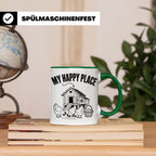 Hühner Tasse My Happy Place Hühnerstall lustiger Spruch für  – Grün [farbe:grün]
