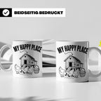 Hühner Tasse My Happy Place Hühnerstall lustiger Spruch für  – Weiß [farbe:weiß]