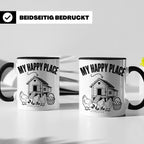 Hühner Tasse My Happy Place Hühnerstall lustiger Spruch für  – Schwarz [farbe:schwarz]