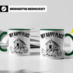 Hühner Tasse My Happy Place Hühnerstall lustiger Spruch für  – Grün [farbe:grün]