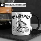 Hühner Tasse My Happy Place Hühnerstall lustiger Spruch für  – Schwarz [farbe:schwarz]