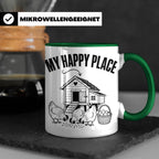 Hühner Tasse My Happy Place Hühnerstall lustiger Spruch für  – Grün [farbe:grün]