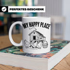 Hühner Tasse My Happy Place Hühnerstall lustiger Spruch für  – Weiß [farbe:weiß]
