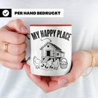 Hühner Tasse My Happy Place Hühnerstall lustiger Spruch für  – Rot [farbe:rot]