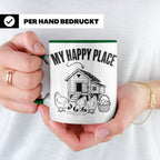 Hühner Tasse My Happy Place Hühnerstall lustiger Spruch für  – Grün [farbe:grün]