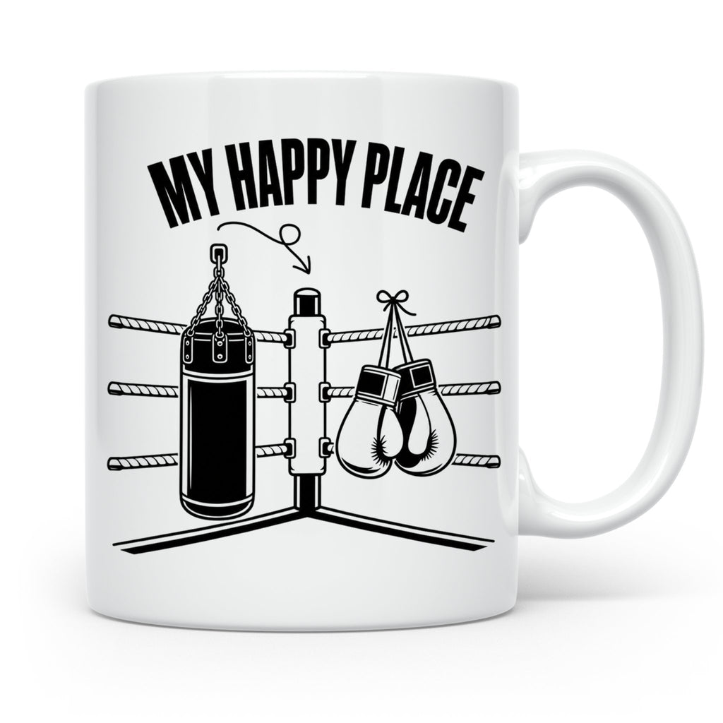 Boxer Tasse My Happy Place Spruch Kampfsport Boxring Geschen – Weiß [farbe:weiß]