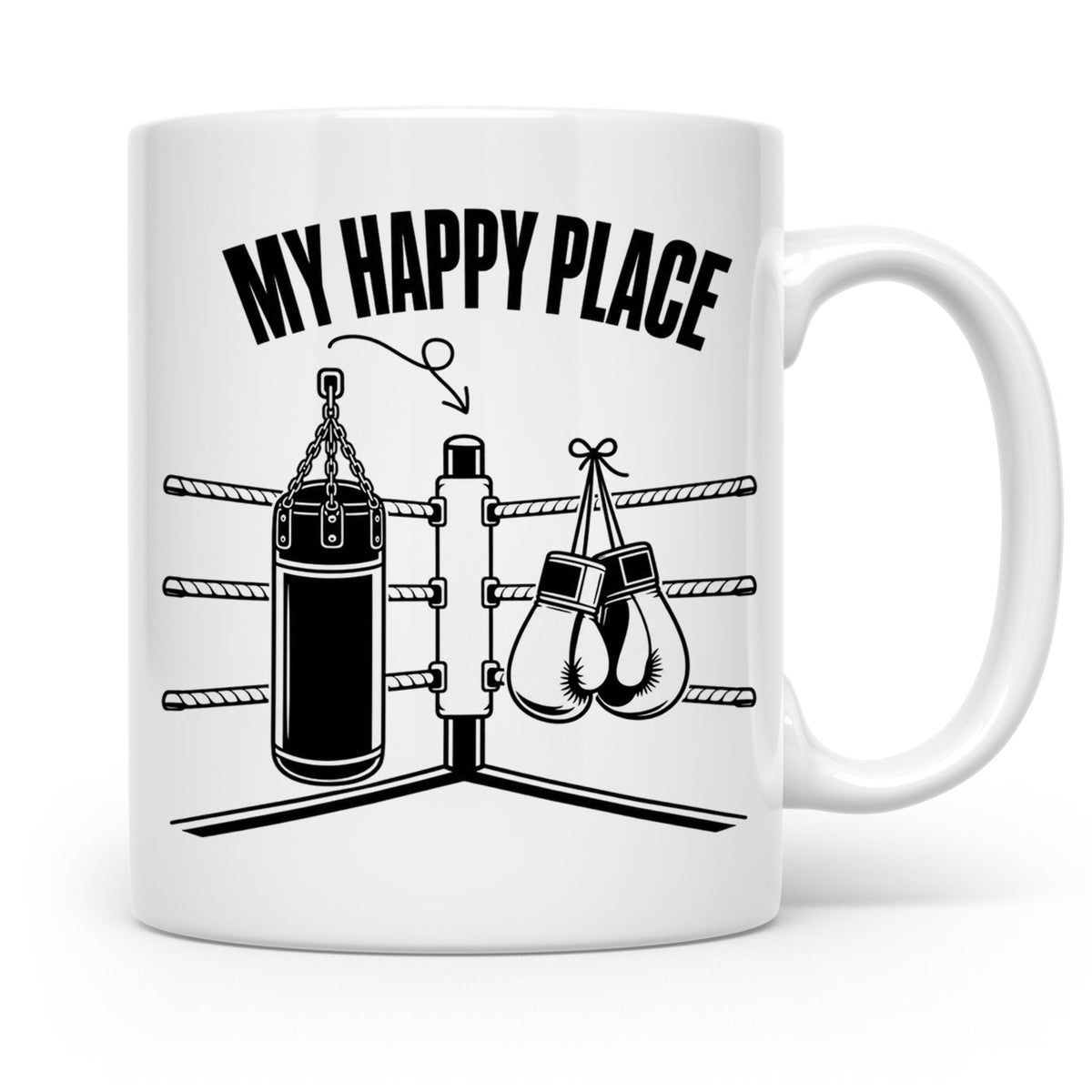 Boxer Tasse My Happy Place Spruch Kampfsport Boxring Geschen – Weiß [farbe:weiß]