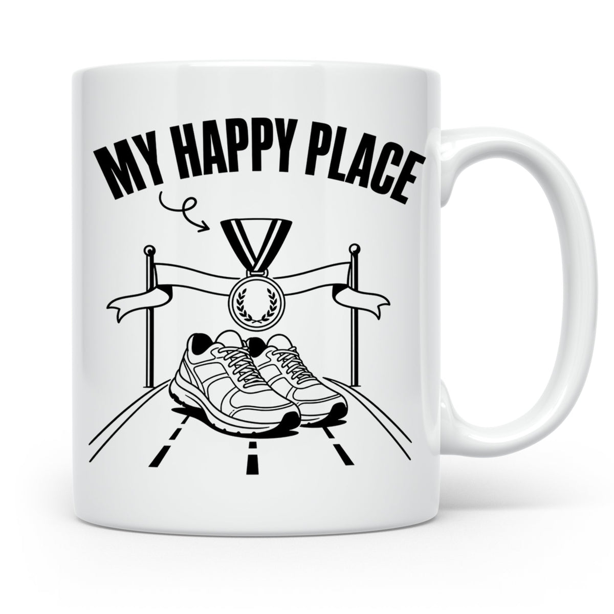 Läufer Tasse My Happy Place Finisher Motiv für Marathon & Ha – Weiß [farbe:weiß]