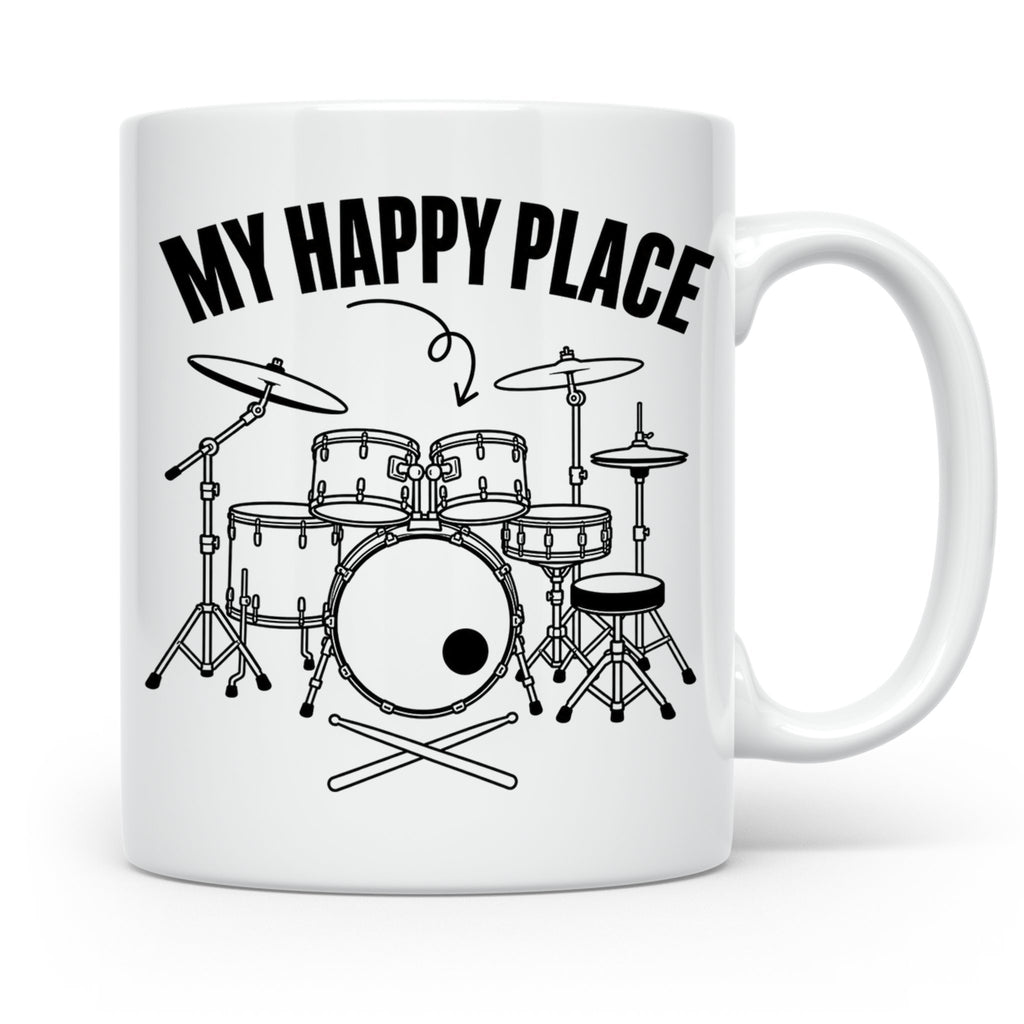 Drummer Tasse My Happy Place Spruch, Geschenkidee für Schlag – Weiß [farbe:weiß]