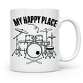 Drummer Tasse My Happy Place Spruch, Geschenkidee für Schlag – Weiß [farbe:weiß]