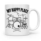 Drummer Tasse My Happy Place Spruch, Geschenkidee für Schlag – Weiß [farbe:weiß]
