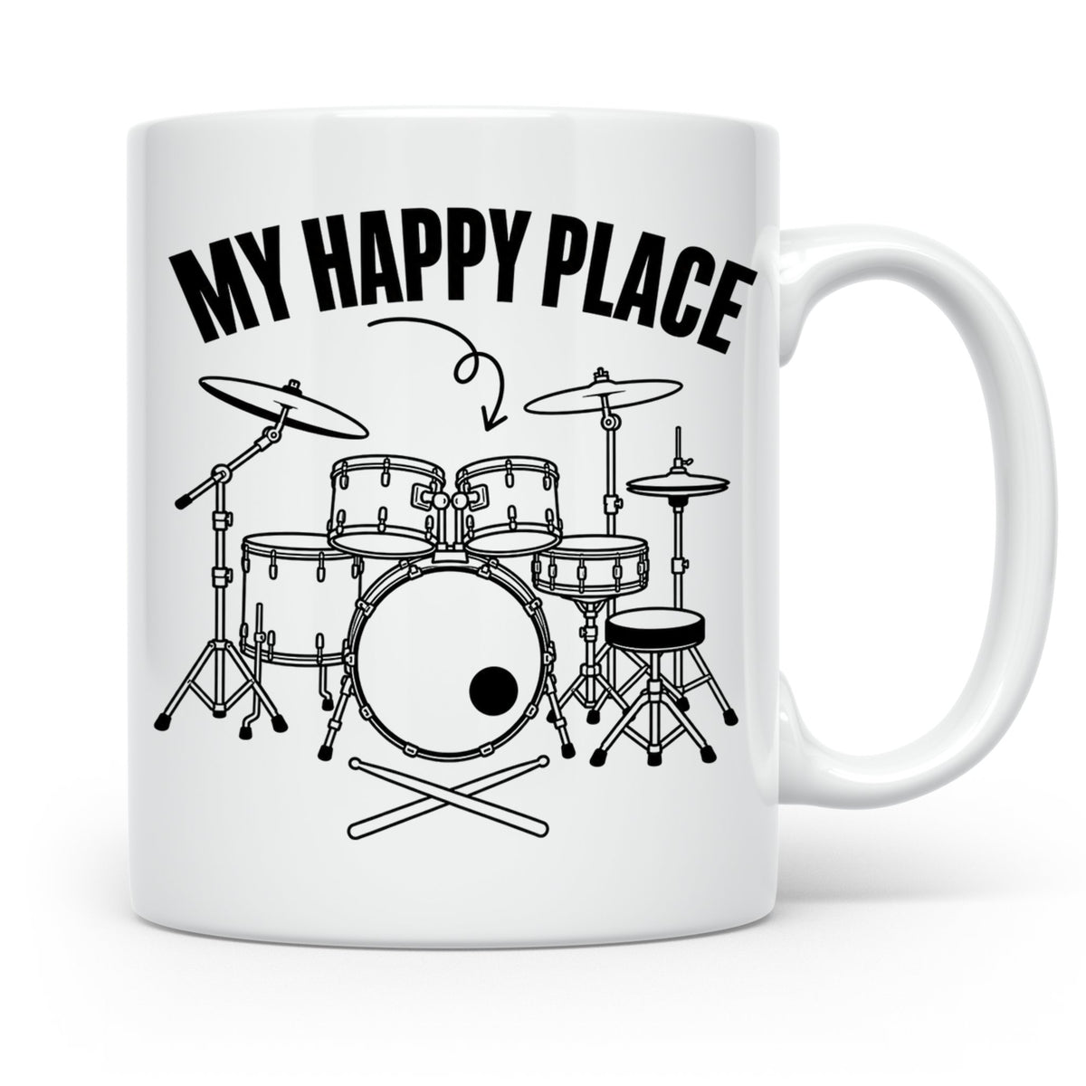 Drummer Tasse My Happy Place Spruch, Geschenkidee für Schlag – Weiß [farbe:weiß]
