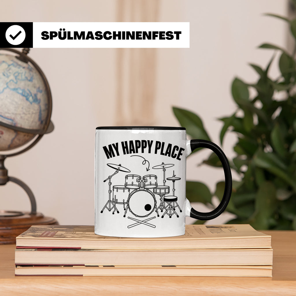 Drummer Tasse My Happy Place Spruch, Geschenkidee für Schlag – Schwarz [farbe:schwarz]