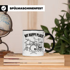 Drummer Tasse My Happy Place Spruch, Geschenkidee für Schlag – Schwarz [farbe:schwarz]