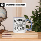 Drummer Tasse My Happy Place Spruch, Geschenkidee für Schlag – Blau [farbe:blau]