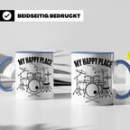 Drummer Tasse My Happy Place Spruch, Geschenkidee für Schlag – Blau [farbe:blau]