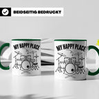 Drummer Tasse My Happy Place Spruch, Geschenkidee für Schlag – Grün [farbe:grün]
