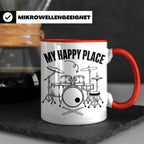 Drummer Tasse My Happy Place Spruch, Geschenkidee für Schlag – Rot [farbe:rot]
