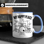 Drummer Tasse My Happy Place Spruch, Geschenkidee für Schlag – Blau [farbe:blau]