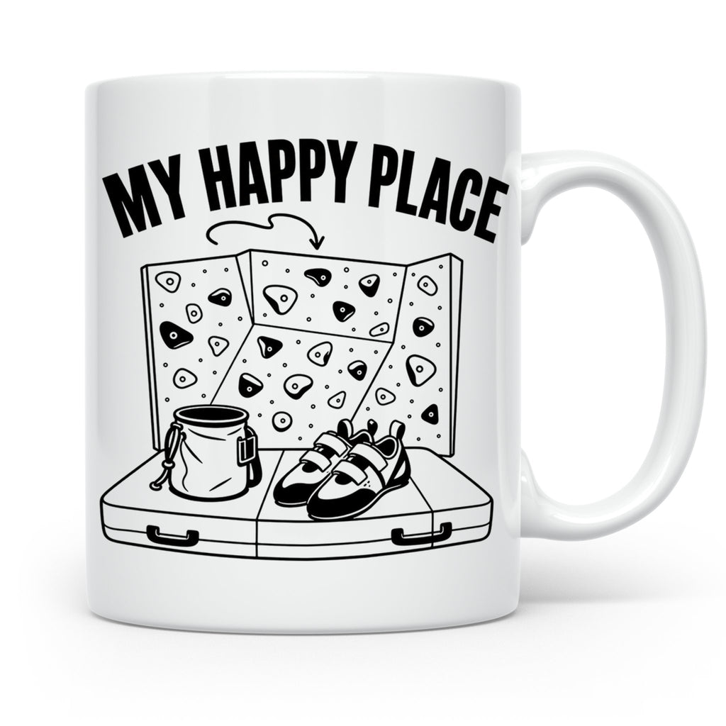 Bouldern Tasse My Happy Place Spruch Geschenkidee für Klette – Weiß [farbe:weiß]
