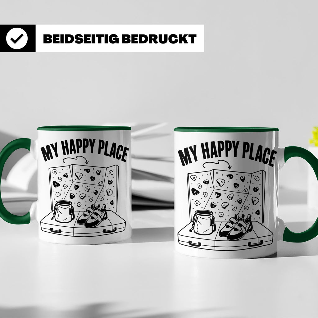 Bouldern Tasse My Happy Place Spruch Geschenkidee für Klette – Grün [farbe:grün]