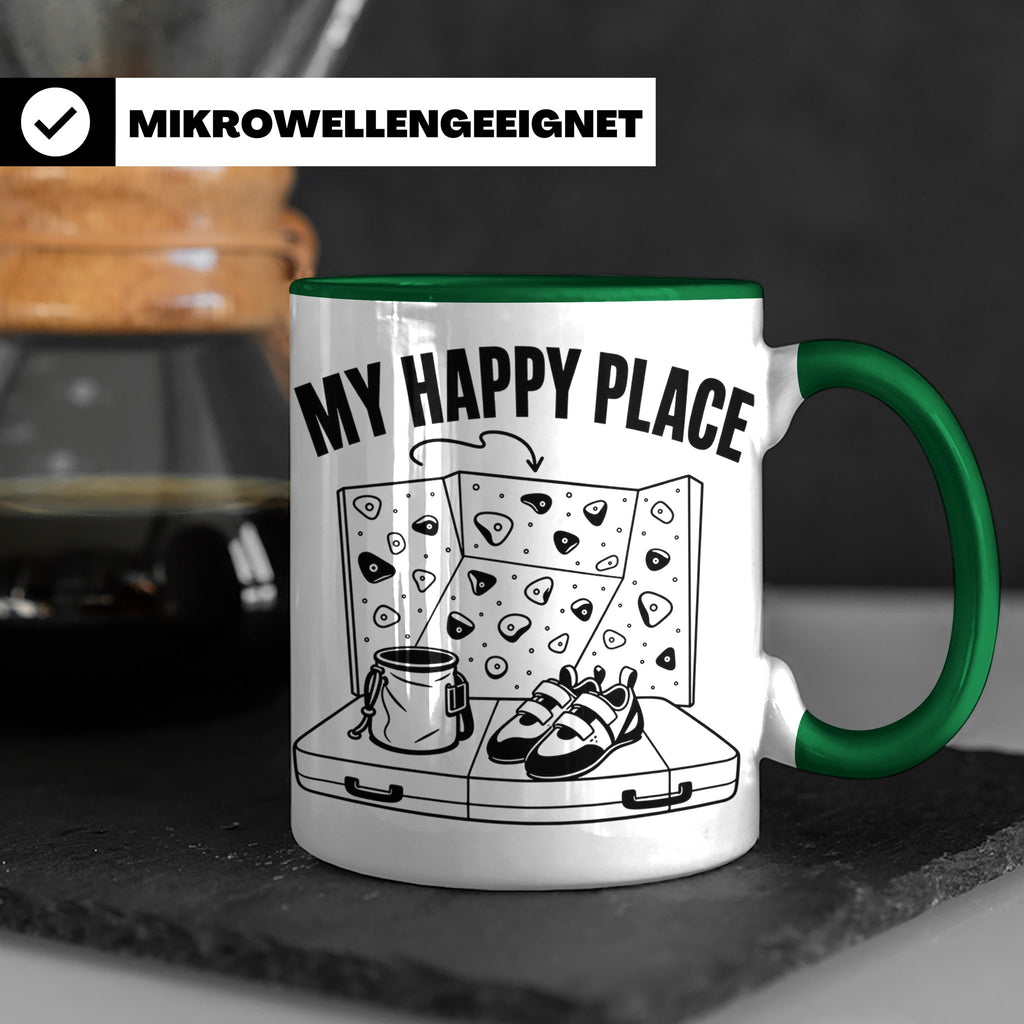 Bouldern Tasse My Happy Place Spruch Geschenkidee für Klette – Grün [farbe:grün]