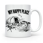 Karpfenangler Tasse My Happy Place Spruch Geschenk für Angle – Weiß [farbe:weiß]