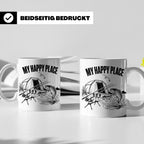 Karpfenangler Tasse My Happy Place Spruch Geschenk für Angle – Weiß [farbe:weiß]