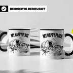 Karpfenangler Tasse My Happy Place Spruch Geschenk für Angle – Schwarz [farbe:schwarz]