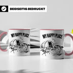 Karpfenangler Tasse My Happy Place Spruch Geschenk für Angle – Rosa [farbe:rosa]