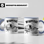 Karpfenangler Tasse My Happy Place Spruch Geschenk für Angle – Blau [farbe:blau]